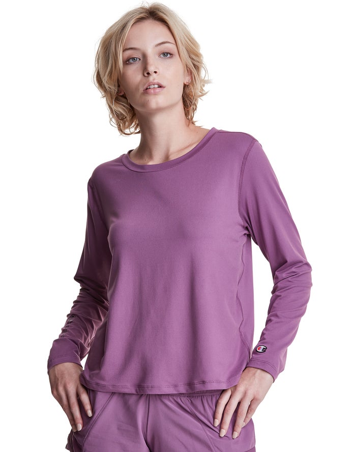 Champion Soft Touch Cutout Long-Sleeve T-Shirt Dames - Paars - Belgie 5079VHUKY